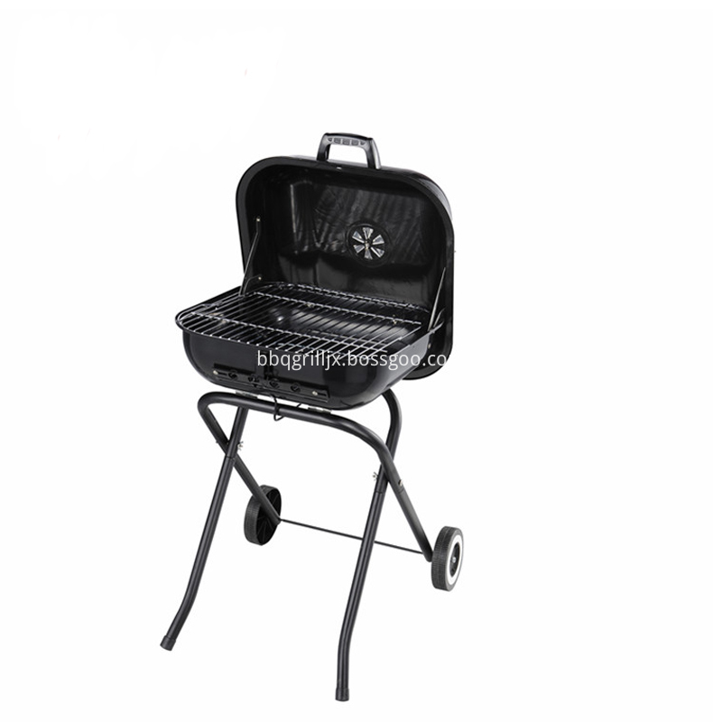 18 Square Folding Charcoal Grill Lid Open View