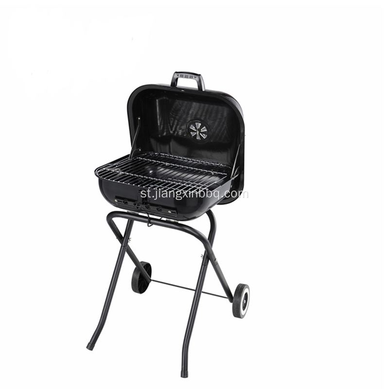 18&quot; Square Foldable Charcoal Grill e nang le Trolley