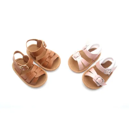 Wholesale Leather Sandals Girls Flat Sandals Design Pink Cute Sandals