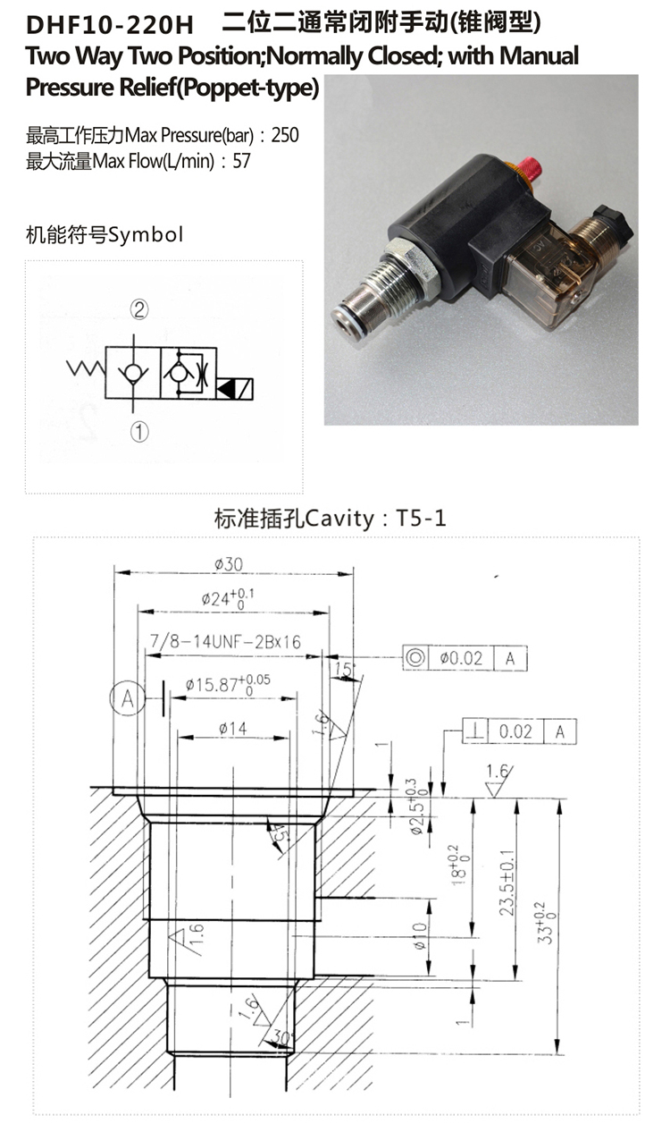 2-way 2-stage Solenoid Operated Directional Poppet Valve