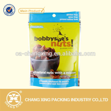 Reclosable stand up plastic food bag with zip seal waterproof bag for kid food