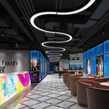 Modern RGB Dimming Remote Control Circular Arc Pendant Lamp for Gym