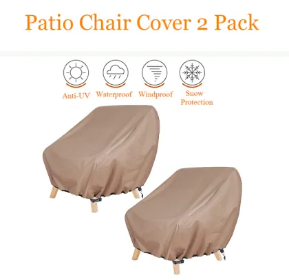 600D Waterproof Patio Chair Covers - 2 Pack: Durable, Dust-Proof Outdoor Lounge and Deep Seat Lawn Chair Protection