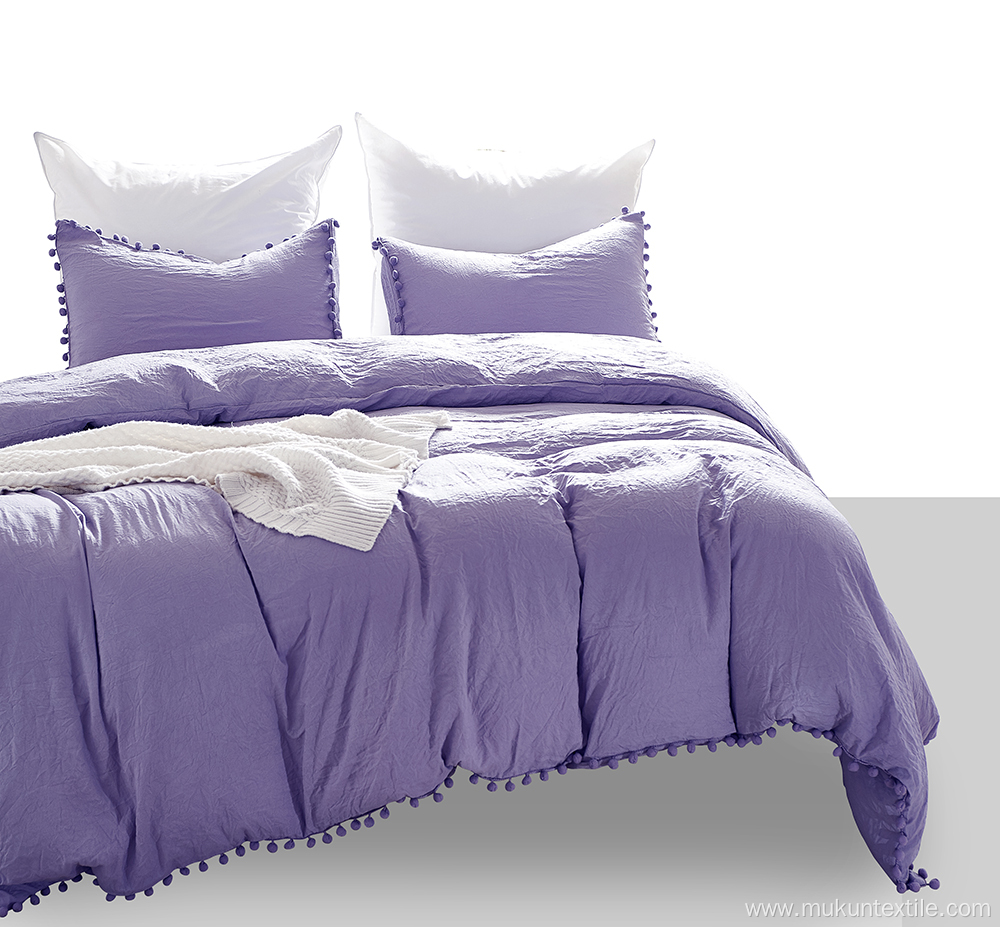 Solid Washed cotton bedding set for four season