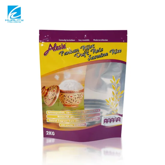 Custom Printed Heat Seal Stand-Up Rice Packaging Bags
