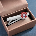 Custom Fashion Cartoon Tie Bar Clips Luxury round Shape Soft Enamel Metal Tie Bar for Men Captain Superhero Wedding Tie Bar