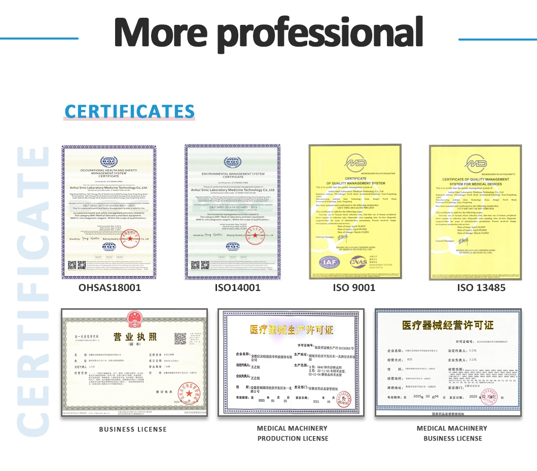 Сертификация CE Одноразовые медицинские расходные материалы Вакуумная пробирка для сбора крови