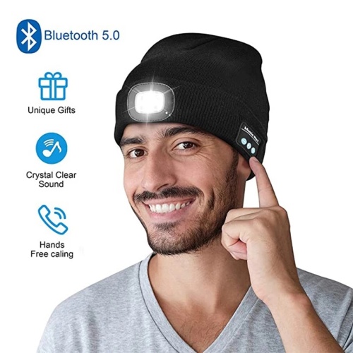 Earphone topi Bluetooth dengan LED Untuk Outdoor