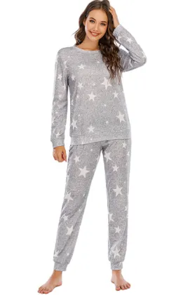 Women Long Sleeve Star Printed Pajamas