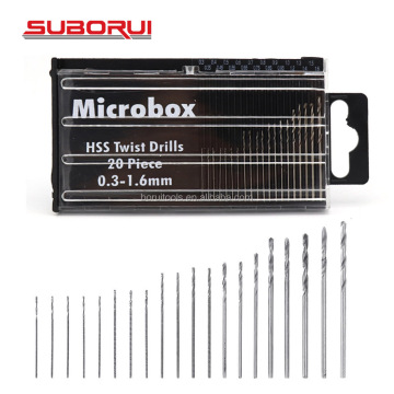 SUBORUI Wood Small Mini Micro Twist Drill DIY Kit - 20pcs HSS Metal Drill Bits Set M2 6542
