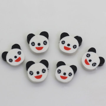 Lindo Mini Panda en forma de rebanada de arcilla polimérica Kawaii con orificio Adorno de cabujón Encantos de decoración artesanal hechos a mano