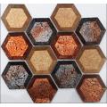 Golden Foil Cover Hexagon Glass Mosaic