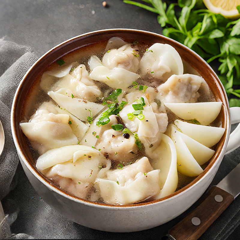 Большие вонтоны из свежей свинины ручной работы в стиле Хучжоу, кустарные работы