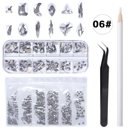 Customizable 12 Grids Glass Nail Art Rhinestones: OEM & ODM Solutions for Nail Decoration