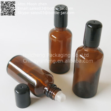 50ML amber refillable roll on perfume bottle wholesale with screw top