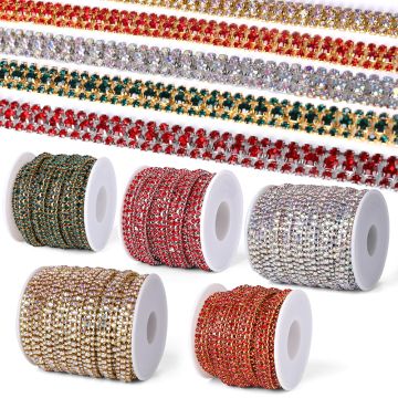 QIAO 9mm Rhinestone Chains for Dress Decorations and Trims