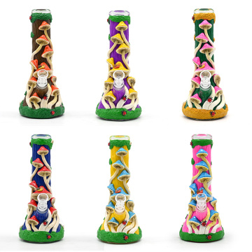 Colorful mushroom tree Glass Beaker Bong