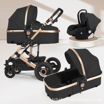 Wholesale Eco-friendly Aluminum Alloy 3-in-1 Luxury Baby Stroller with 360 Rotation