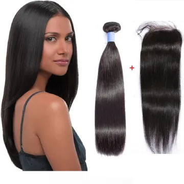 Straight human hair bundles virgin hair with closure lace frontals vendors mink brazilian peruvian weave free shipping