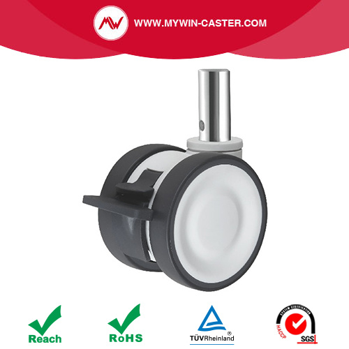 Wszystkie plastikowe koła medyczne okrągłe okrągły trzask trzonu z Brake Twin Casters
