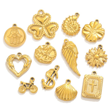 High-Quality Stainless Steel Charm Pendant Necklace with 18K Gold Plating and Zircon Accents
