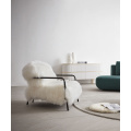 White Natural Lamb Wool Cosy Armchairs With Armrest