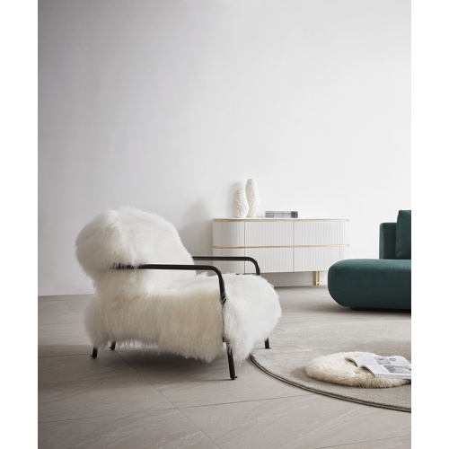 China White Natural Lamb Wool Cosy Armchairs With Armrest Supplier