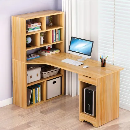 Contracted Simple Desktop Study Table with Bookshelf for Home Office and Study