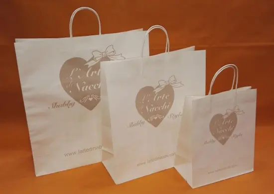 White Printed Shopping Bag With Twist Handle