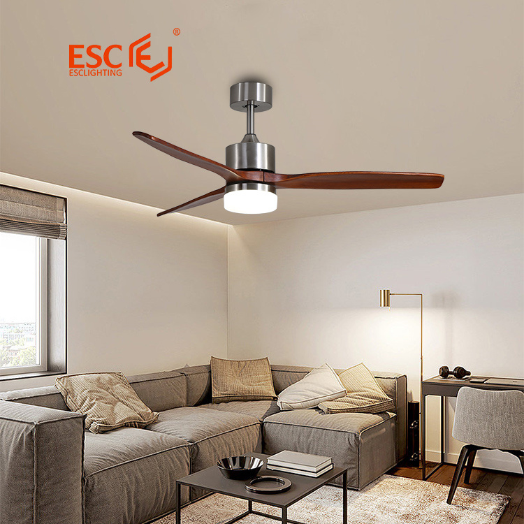 ESC Éclairage des ventilateurs de plafond en bois moderne de 52 pouces