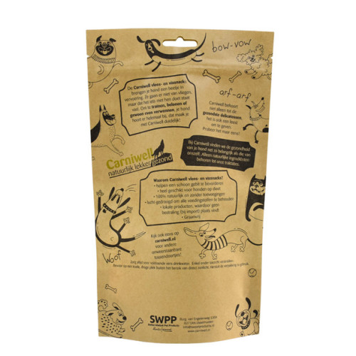 Komposterbart papir genlukbar lynlås Doypack Pet Food Pouch