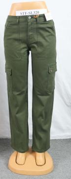High Waisted Army Green Cargo Straight Pants