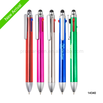 2014 Cheapest !! Promotional plastic multi color ink pens with screen touch