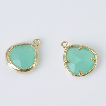 Pendant, Fashion Jewellery Tear Drop Jelly Glass Stone Gold Pendant, Pendant Jewelry Findings Brass P9130