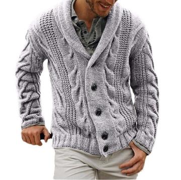 Men's Autumn Winter Solid Jacquard Knit Coats & Cardigans