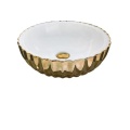 Gold above counter round Ceramic Art Basin