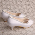 Bridal Peep Toe Shoes Vit Satin