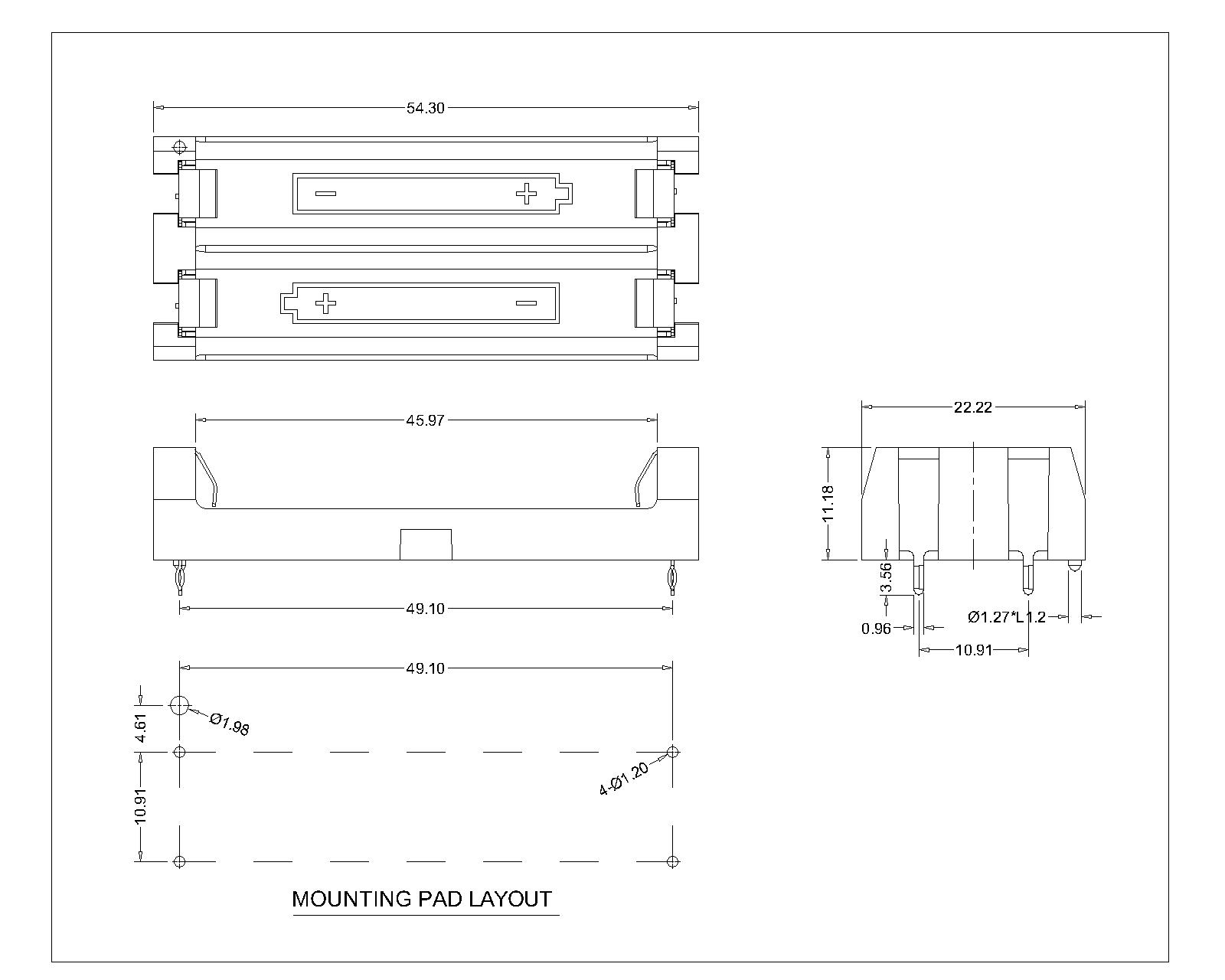 BBC-S-SN-A-2AAA-023 DOUL AAA BATTERY HOLDER THM