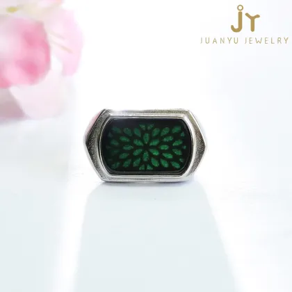Wholesale Men's S925 Silver Precious Stone, Gemstone, and Myanmar Jade Rings: Green Jade Collection