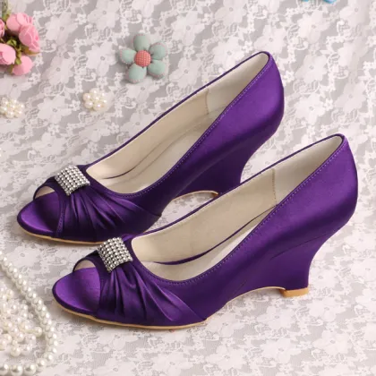 Royal Blue Evening Shoes Wedge Heel