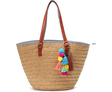 Tote Pantai Musim Panas dengan Tassel untuk Beg Perjalanan
