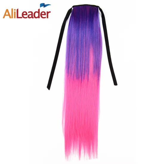AliLeader Hot sale Ombre Ponytail 20inch Hairpiece Synthetic Drawstring Ponytail Hair Extensions