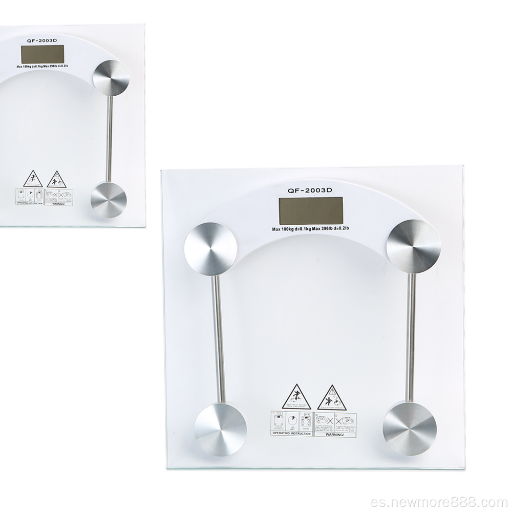 Escala de peso corporal de vidrio transparente digital de 180 kg/400 lb
