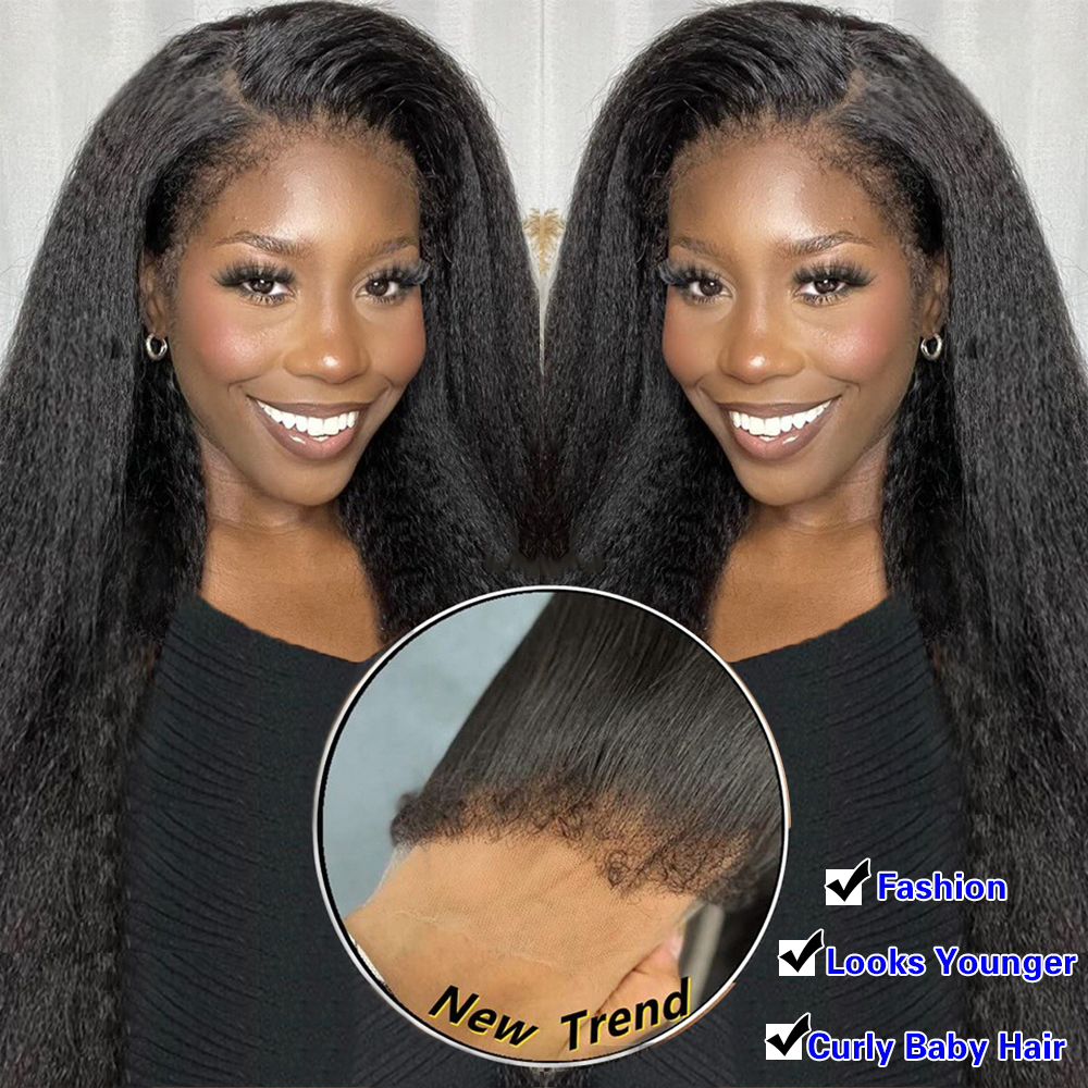 Kinky Straight 4C Kinky Edges Curly Hair Wig