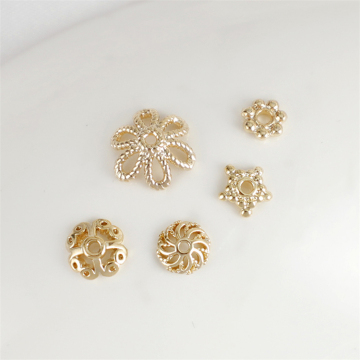 18K Gold Pentagram Pentagram Jewelry Accesorios: gorras de cuentas y tapas de latón de flores
