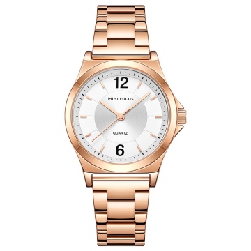 Roségold Edelstahl Luxusquarz Armbanduhr für Frauen