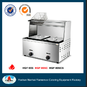 Stainless Steel 2-Tank 2-Basket Gas Fryer with Top Shelf (HGF-906C)