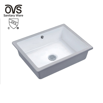 OVS cUPC North America Modern Simple Single Bowl White Hand Ceramic Undermount Bathroom Sink