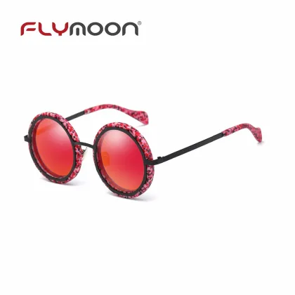 Colorful Patterned Round Frame UV400 Polarized Wholesale Mirror Lens Sunglasses