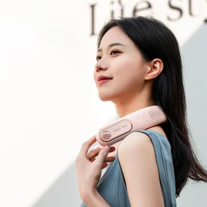 Hanging Leafless Folding Fan: USB Charging, Digital Display, Silent, Portable, Mini Fan